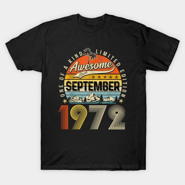 Awesome Since September 1972 Vintage 51st Birthday T-Shirt by Red and Black Floral